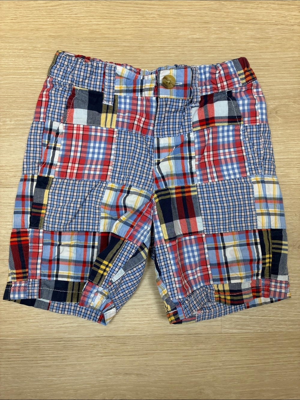 Janie and Jack Patchwork Plaid Shorts - Red, Blue, Yellow, Black, White